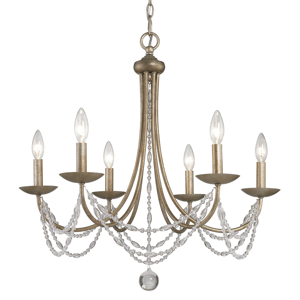 Golden - 7644-6 GA - Six Light Chandelier - Mirabella - Golden Aura from Lighting & Bulbs Unlimited in Charlotte, NC