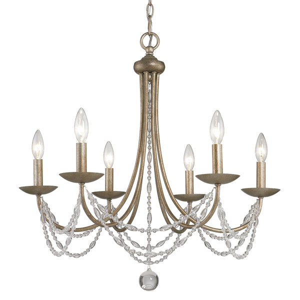 Golden - 7644-6 GA - Six Light Chandelier - Mirabella - Golden Aura from Lighting & Bulbs Unlimited in Charlotte, NC