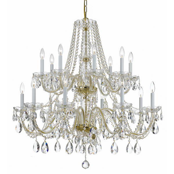 Crystorama - 1139-PB-CL-SAQ - 16 Light Chandelier - Traditional Crystal - Polished Brass from Lighting & Bulbs Unlimited in Charlotte, NC