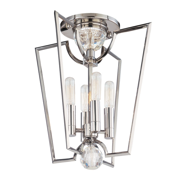 Hudson Valley - 3004-PN - Four Light Semi Flush Mount - Waterloo - Polished Nickel from Lighting & Bulbs Unlimited in Charlotte, NC