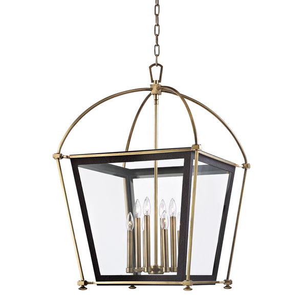 Hudson Valley - 3624-AGB - Eight Light Pendant - Hollis - Aged Brass from Lighting & Bulbs Unlimited in Charlotte, NC