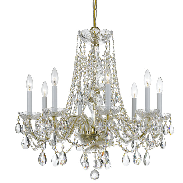 Crystorama - 1138-PB-CL-SAQ - Eight Light Chandelier - Traditional Crystal - Polished Brass from Lighting & Bulbs Unlimited in Charlotte, NC