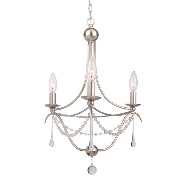 Crystorama - 423-SA - Three Light Mini Chandelier - Metro - Antique Silver from Lighting & Bulbs Unlimited in Charlotte, NC