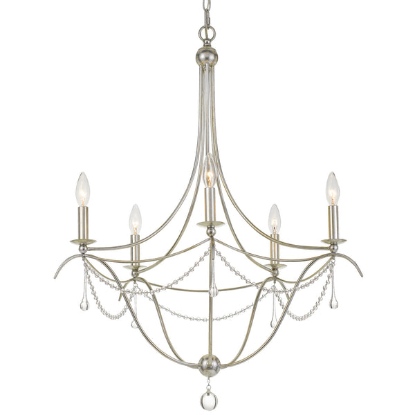 Crystorama - 425-SA - Five Light Chandelier - Metro - Antique Silver from Lighting & Bulbs Unlimited in Charlotte, NC
