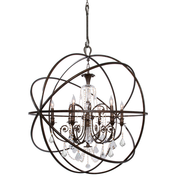 Crystorama - 9219-EB-CL-SAQ - Six Light Chandelier - Solaris - English Bronze from Lighting & Bulbs Unlimited in Charlotte, NC