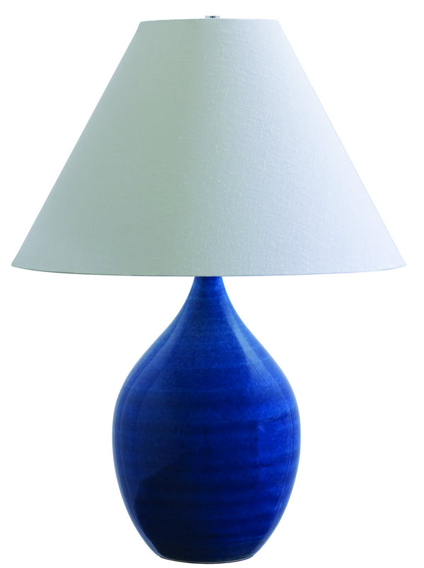 One Light Table Lamp from the Scatchard Collection in Blue Gloss Finish by House of Troy
