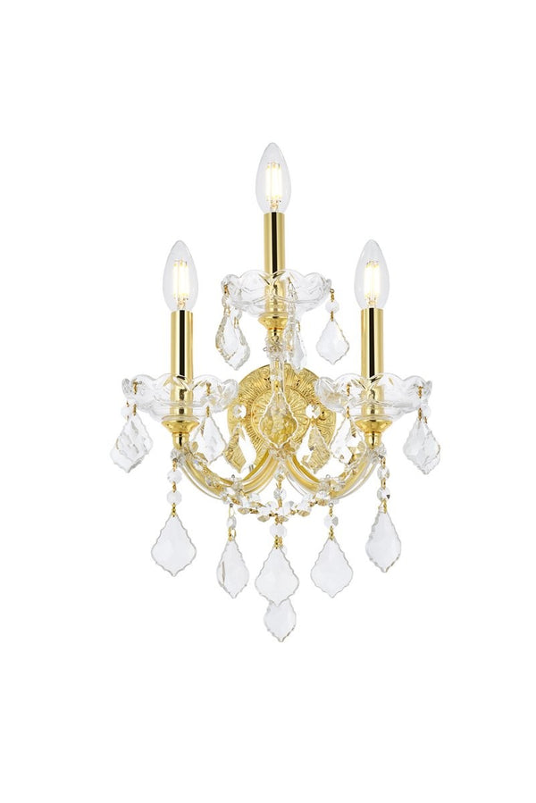Elegant Lighting - 2800W3G/RC - Three Light Wall Sconce - Maria Theresa - Gold from Lighting & Bulbs Unlimited in Charlotte, NC