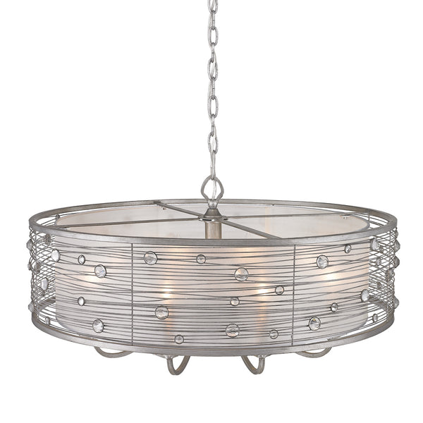 Eight Light Chandelier from the Joia Collection in Peruvian Silver Finish by Golden