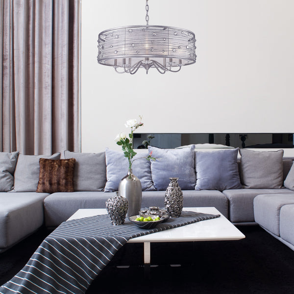 Eight Light Chandelier from the Joia Collection in Peruvian Silver Finish by Golden