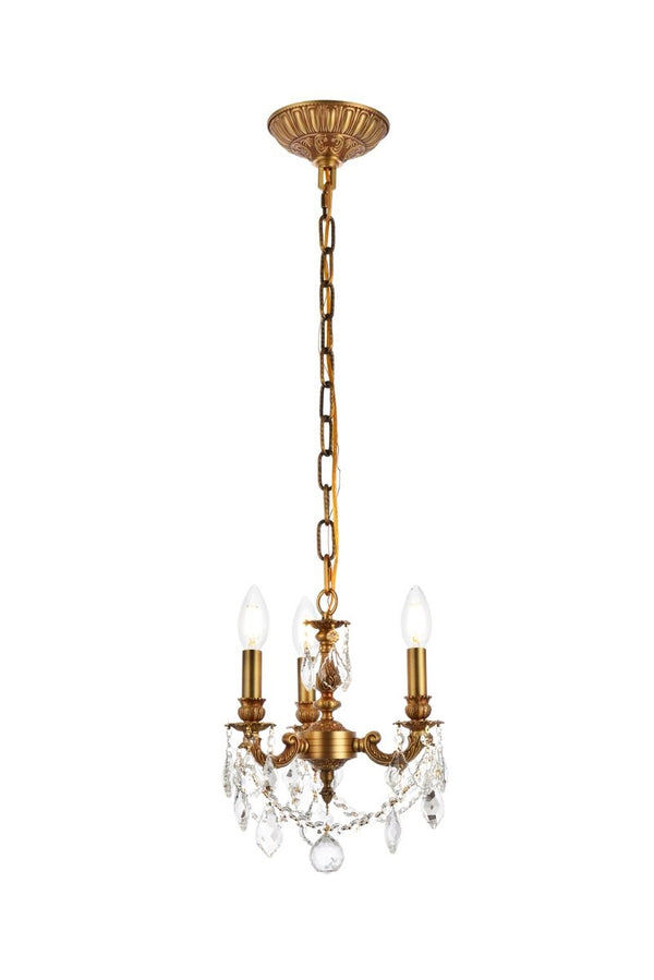 Elegant Lighting - 9103D10FG/RC - Three Light Pendant - Lillie - French Gold from Lighting & Bulbs Unlimited in Charlotte, NC