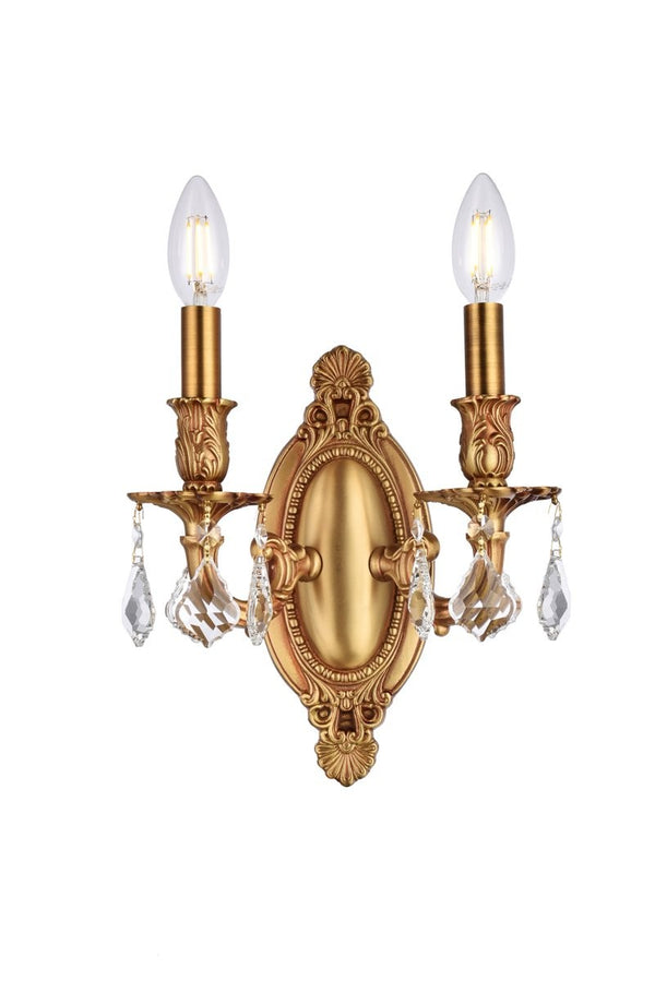Elegant Lighting - 9202W9FG/RC - Two Light Wall Sconce - Rosalia - French Gold from Lighting & Bulbs Unlimited in Charlotte, NC