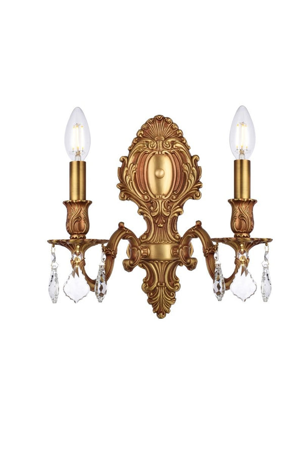 Elegant Lighting - 9602W10FG/RC - Two Light Wall Sconce - Monarch - French Gold from Lighting & Bulbs Unlimited in Charlotte, NC