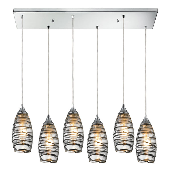 ELK Home - 31338/6RC-VINW - Six Light Pendant - Twister - Polished Chrome from Lighting & Bulbs Unlimited in Charlotte, NC