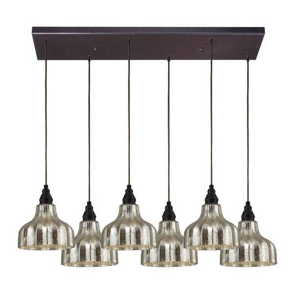 ELK Home - 46008/6RC - Six Light Pendant - Danica - Oiled Bronze from Lighting & Bulbs Unlimited in Charlotte, NC