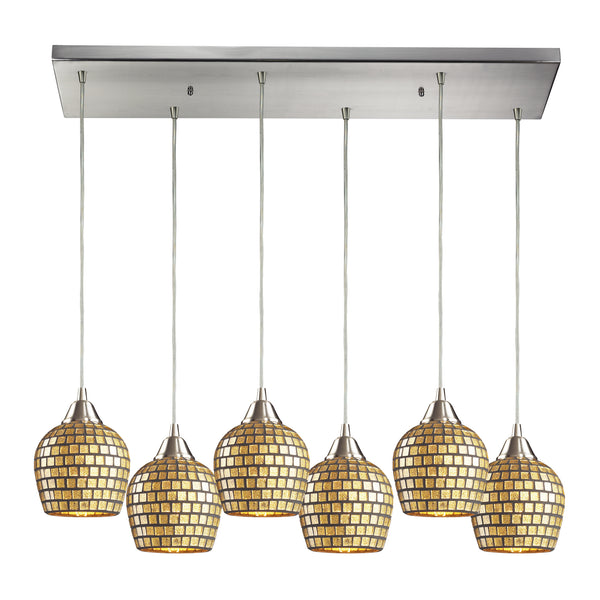 ELK Home - 528-6RC-GLD - Six Light Pendant - Fusion - Satin Nickel from Lighting & Bulbs Unlimited in Charlotte, NC
