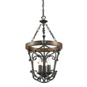 Three Light Pendant from the Madera BI Collection in Black Iron Finish by Golden