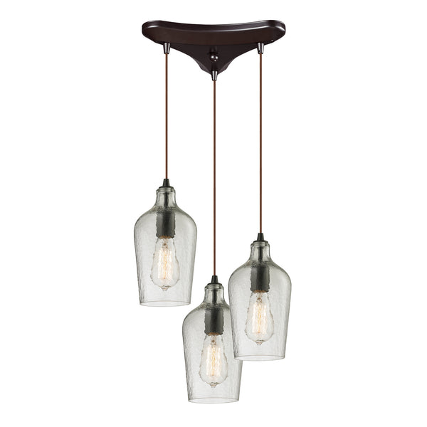 ELK Home - 10331/3CLR - Three Light Pendant - Hammered Glass - Oil Rubbed Bronze from Lighting & Bulbs Unlimited in Charlotte, NC