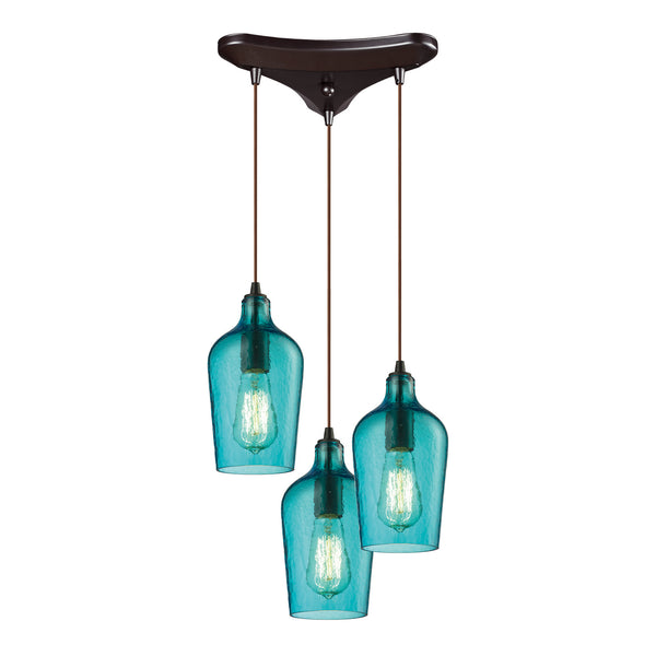 ELK Home - 10331/3HAQ - Three Light Pendant - Hammered Glass - Oil Rubbed Bronze from Lighting & Bulbs Unlimited in Charlotte, NC
