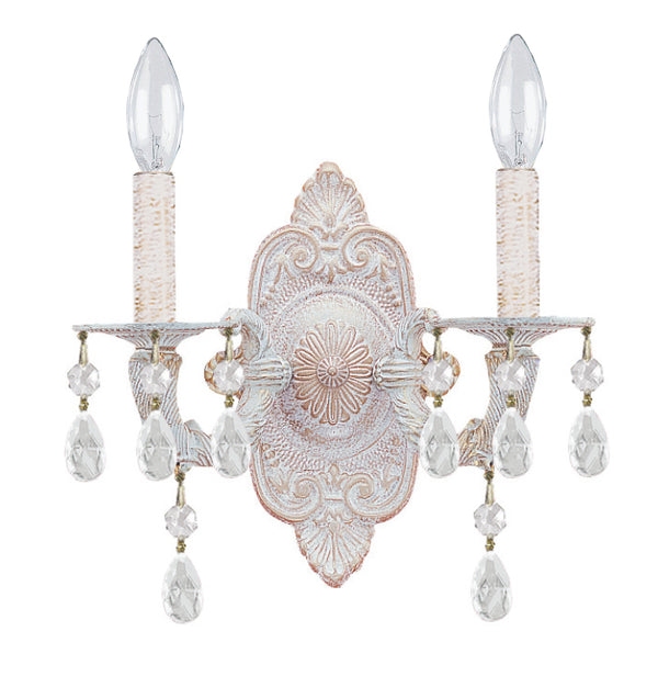 Crystorama - 5022-AW-CL-S - Two Light Wall Mount - Paris Market - Antique White from Lighting & Bulbs Unlimited in Charlotte, NC
