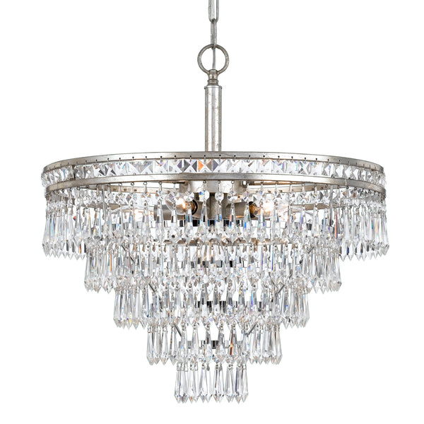 Crystorama - 5264-OS-CL-MWP - Seven Light Chandelier - Mercer - Olde Silver from Lighting & Bulbs Unlimited in Charlotte, NC