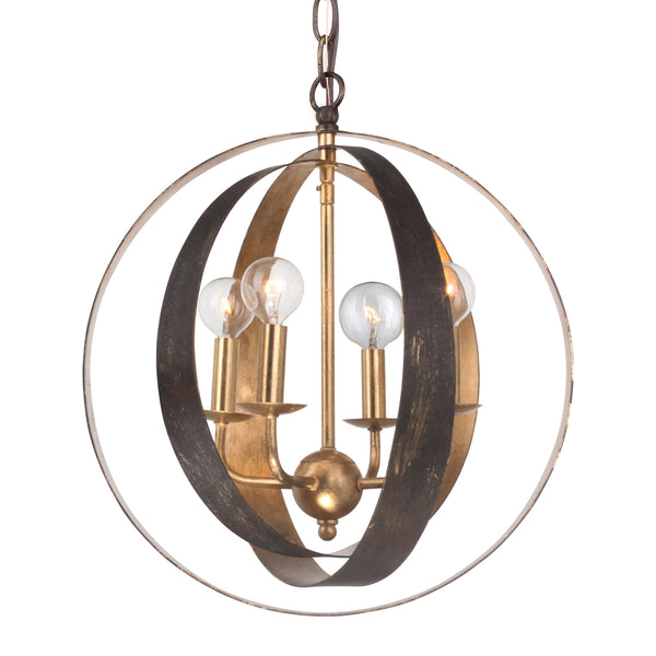 Crystorama - 584-EB-GA - Four Light Mini Chandelier - Luna - English Bronze / Antique Gold from Lighting & Bulbs Unlimited in Charlotte, NC
