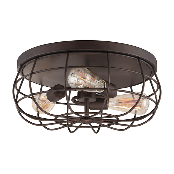 Millennium - 5323-RBZ - Three Light Flushmount - Neo-Industrial - Rubbed Bronze from Lighting & Bulbs Unlimited in Charlotte, NC
