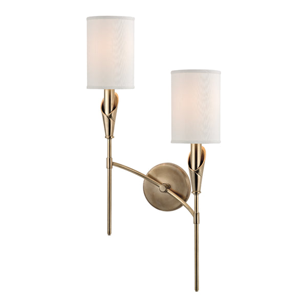 Hudson Valley - 1312R-AGB - Two Light Wall Sconce - Tate - Aged Brass from Lighting & Bulbs Unlimited in Charlotte, NC