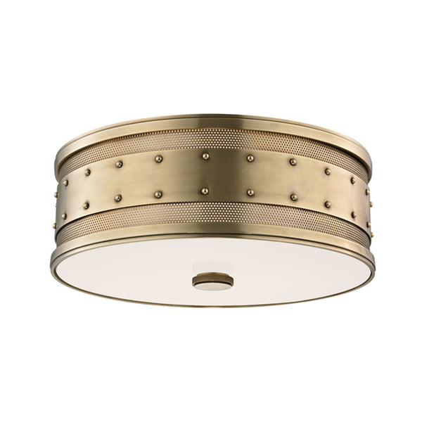 Hudson Valley - 2206-AGB - Three Light Flush Mount - Gaines - Aged Brass from Lighting & Bulbs Unlimited in Charlotte, NC