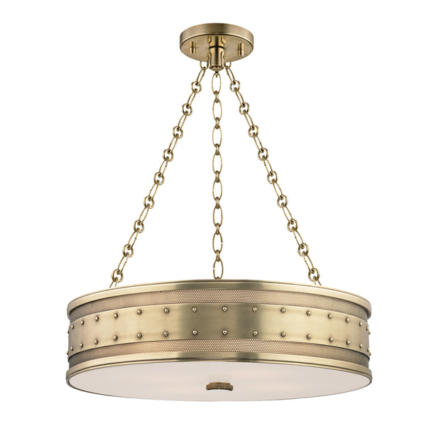 Hudson Valley - 2222-AGB - Four Light Pendant - Gaines - Aged Brass from Lighting & Bulbs Unlimited in Charlotte, NC