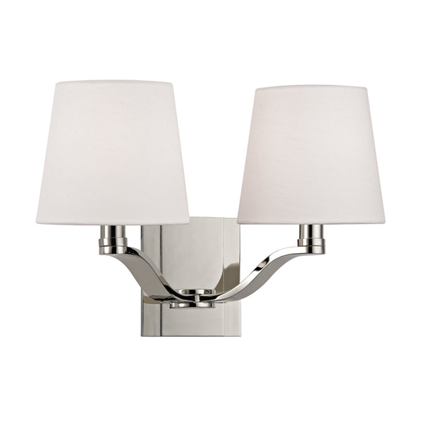 Hudson Valley - 2462-PN - Two Light Wall Sconce - Clayton - Polished Nickel from Lighting & Bulbs Unlimited in Charlotte, NC