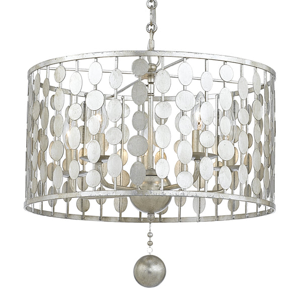 Crystorama - 545-SA - Five Light Chandelier - Layla - Antique Silver from Lighting & Bulbs Unlimited in Charlotte, NC