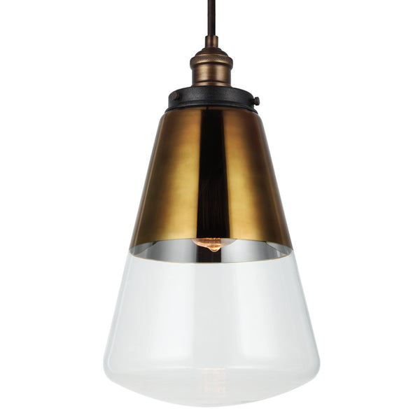Visual Comfort Studio - P1373PAGB/DWZ - One Light Pendant - Waveform - Painted Aged Brass / Dark Weathered Zinc from Lighting & Bulbs Unlimited in Charlotte, NC
