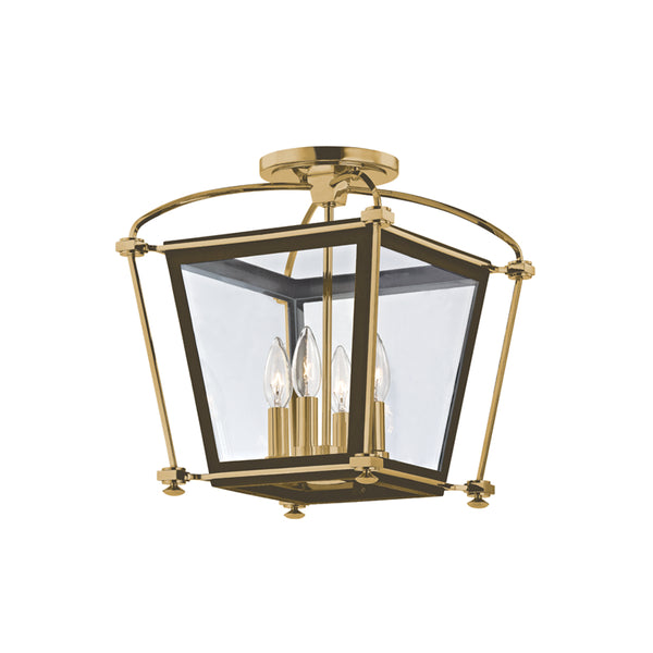 Hudson Valley - 3610-AGB - Four Light Semi Flush Mount - Hollis - Aged Brass from Lighting & Bulbs Unlimited in Charlotte, NC