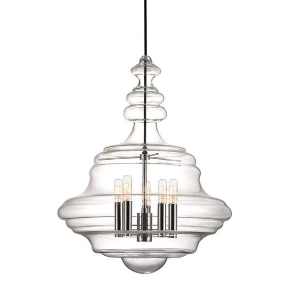 Hudson Valley - 4020-PN - Five Light Pendant - Washington - Polished Nickel from Lighting & Bulbs Unlimited in Charlotte, NC