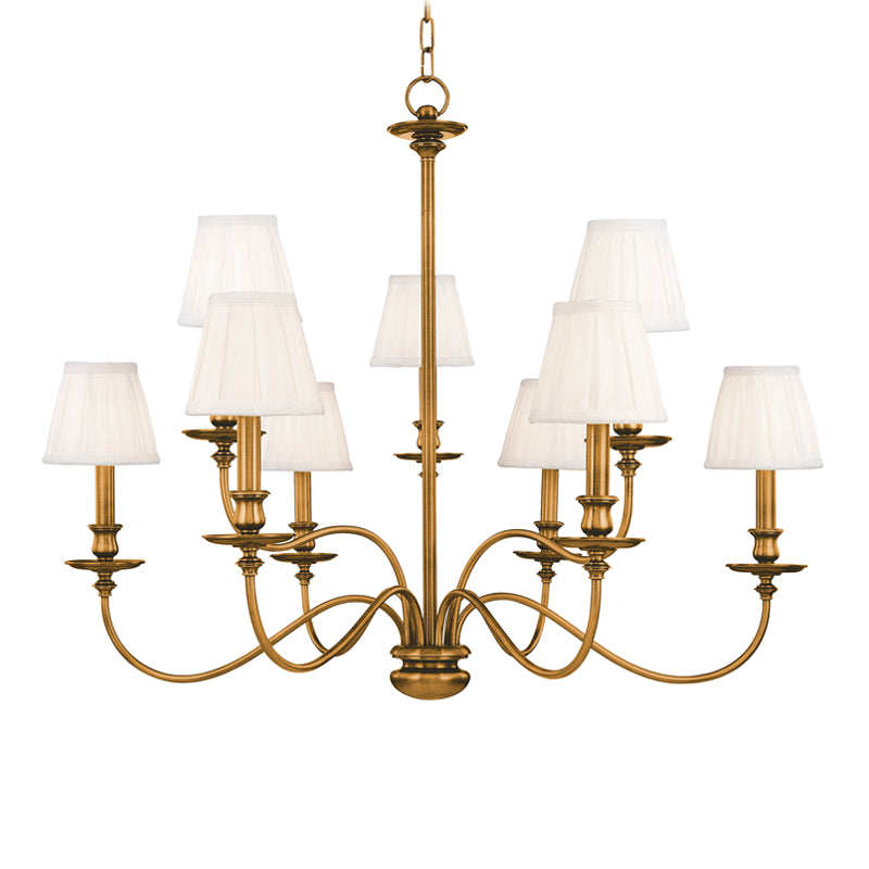 Hudson Valley - 4039-AGB - Nine Light Chandelier - Menlo Park - Aged Brass from Lighting & Bulbs Unlimited in Charlotte, NC