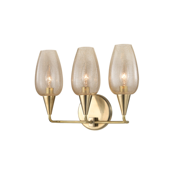Hudson Valley - 4703-AGB - Three Light Wall Sconce - Longmont - Aged Brass from Lighting & Bulbs Unlimited in Charlotte, NC