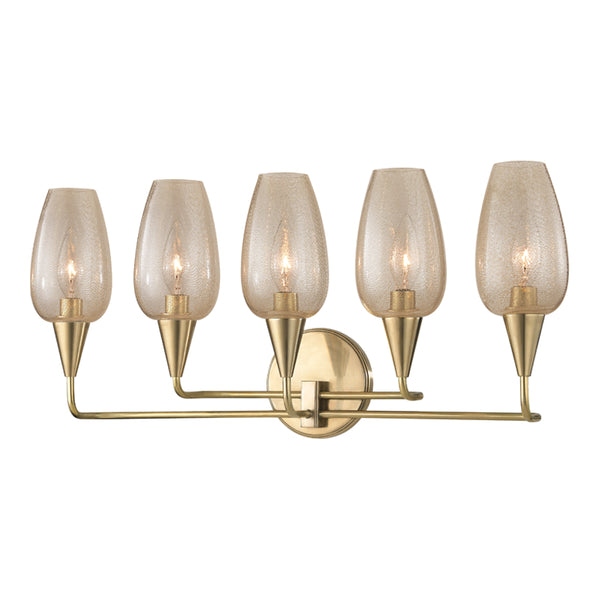 Hudson Valley - 4705-AGB - Five Light Wall Sconce - Longmont - Aged Brass from Lighting & Bulbs Unlimited in Charlotte, NC