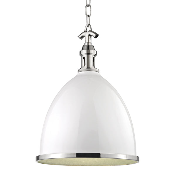 Hudson Valley - 7718-WPN - One Light Pendant - Viceroy - White/Polished Nickel Combo from Lighting & Bulbs Unlimited in Charlotte, NC