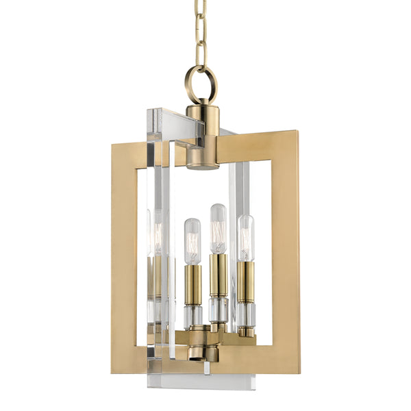 Hudson Valley - 9312-AGB - Four Light Pendant - Wellington - Aged Brass from Lighting & Bulbs Unlimited in Charlotte, NC