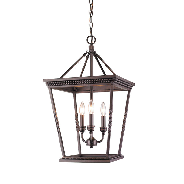 Three Light Pendant from the Davenport Collection in Etruscan Bronze Finish by Golden