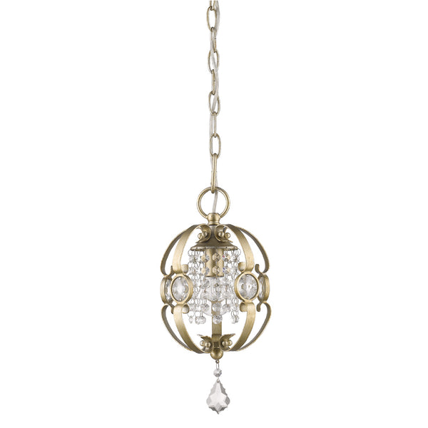 One Light Mini Pendant from the Ella Collection in White Gold Finish by Golden