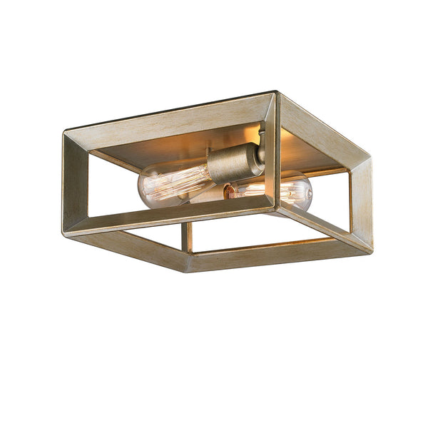 Two Light Flush Mount from the Smyth WG Collection in White Gold Finish by Golden