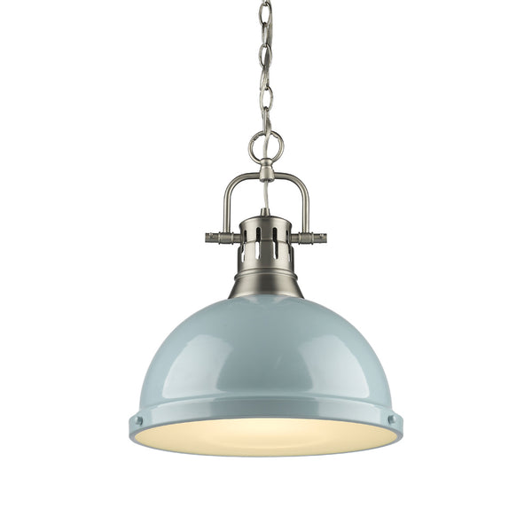 One Light Pendant from the Duncan PW Collection in Pewter Finish by Golden