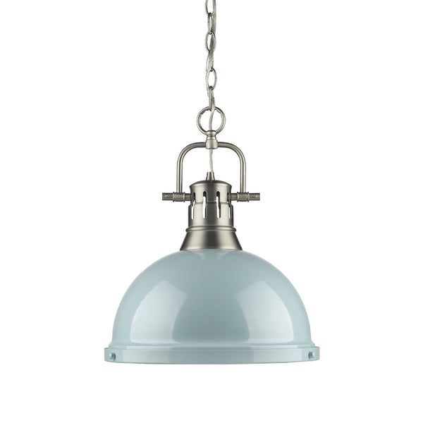 One Light Pendant from the Duncan PW Collection in Pewter Finish by Golden