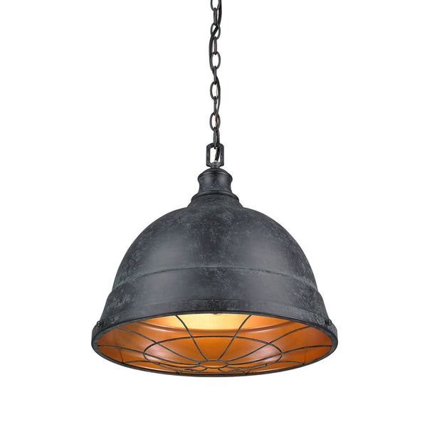Two Light Pendant from the Bartlett BP Collection in Black Patina Finish by Golden