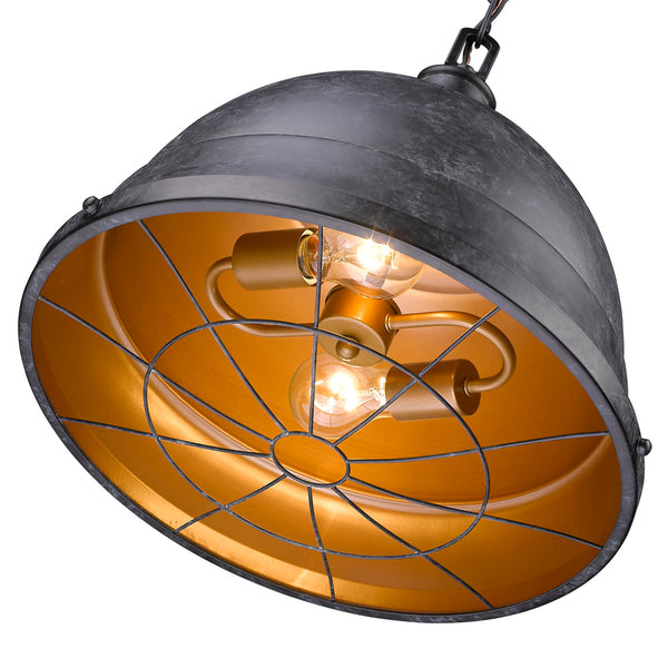 Two Light Pendant from the Bartlett BP Collection in Black Patina Finish by Golden