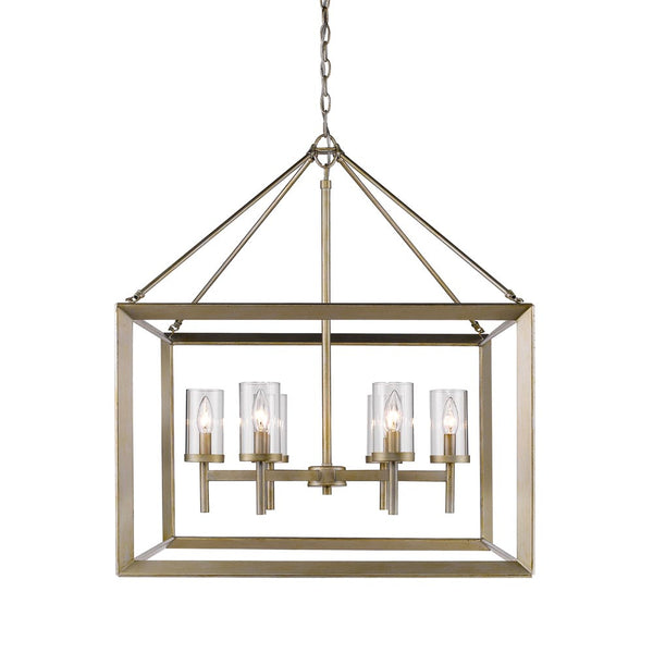 Six Light Chandelier from the Smyth WG Collection in White Gold Finish by Golden