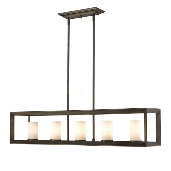 Five Light Linear Pendant from the Smyth Collection in Gunmetal Bronze Finish by Golden