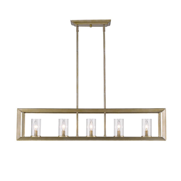 Five Light Linear Pendant from the Smyth WG Collection in White Gold Finish by Golden
