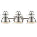 Three Light Bath Vanity from the Duncan PW Collection in Pewter Finish by Golden